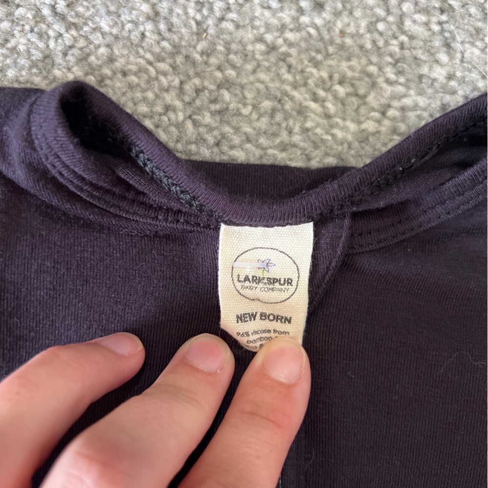 Larkspur sleeper baby newborn black bamboo zippie stretch minimal casual - Picture 5 of 5
